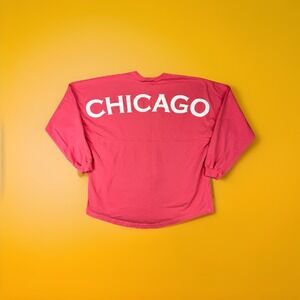 Spirit Jersey Chicago Long Sleeve Crewneck Sweatshirt Pink Women's Large L